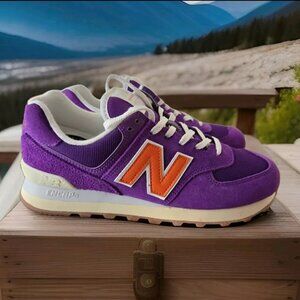 Women's New Balance 574 - Purple/Orange - Size 8
